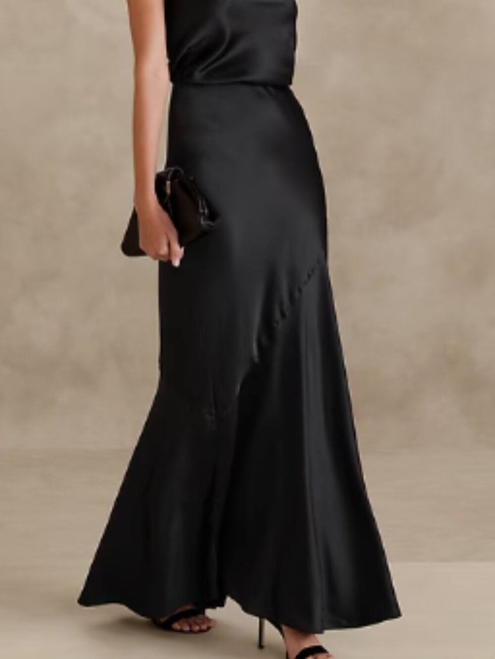 Banana Republic black maxi Bliss silk skirt new with tags size XL